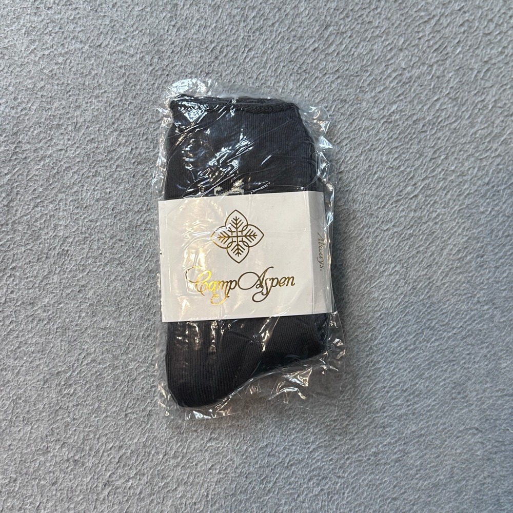 Camp Aspen Socks Unisex OS Black Cotton Blend Ribbed Crew Luxury Everyday Wear